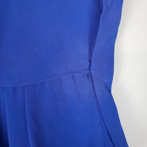 Rebecca Minkoff Silk Blouse Royal Blue Sleeveless Pleat Back Womens Size Small - Picture 9 of 10